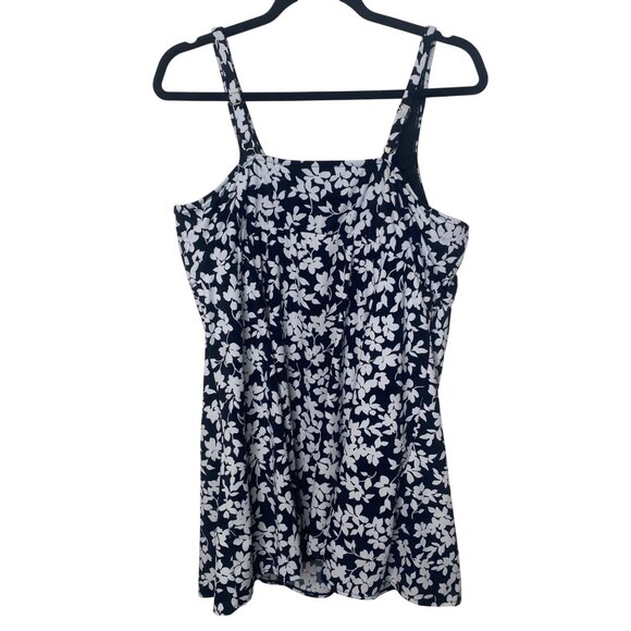 Croft & Barrow Swim Dress Womens 22W Floral Black & White One Piece Plus Size Be - Picture 3 of 11